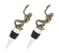 Didiseaon Lot de 2 Bouchons de Bouteille de Vin Sirène sous Vide en Alliage de Cuivre Vert Antique Scelleurs Réutilisables pour Conservation et Décoration Festive Compatibles Bouteilles