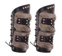 Didiseaon Lot de 2 Brassards Médiévaux en Similicuir Marron Clair 3 Sangles Réglables Protège-Bras Rétro Renaissance pour Cosplay Déguisement Halloween et Représentation Historique