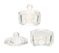 Didiseaon Lot de 2 Coupelles à Ongles en Verre Cristal 8 Côtés Ab Couleur avec Couvercle, Récipient pour Mélanger Liquides et Poudres, Accessoires Manucure Acrylique, Usage Professionnel