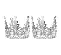 Didiseaon Lot de 2 Décorations de Couronne de Fête Argentées Miniatures, Ornement Cupcake pour Gâteau D'anniversaire Garçon et Filles, Décoration Vintage Baroque, Accessoire Fête Sûr