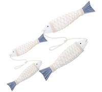 Didiseaon Lot de 2 Décorations Murales Poisson en Bois Sculpté Style Méditerranéen Vintage Taille Petite et Grosse à Suspendre Murale Rustique pour Maison de Plage Salon ou Chambre Art