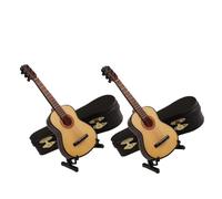 Didiseaon Lot De 2 Guitares Miniatures en Bois avec Support Et Étui, Mini Instrument De Musique, Figurines De Collection, Modèle D'affichage pour La Maison