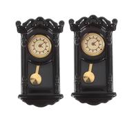 Didiseaon Lot de 2 Horloges Murales Miniatures Rétro en Matériaux Résistants Décoration Vintage pour Maison de Poupée Horloges Anciennes Carrées Accessoires pour Aménagement de Mobilier