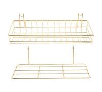 Didiseaon Lot de 2 Paniers Muraux en Métal Doré, Étagère de Rangement Grillagée Suspendue Panneau à Grille, Petit Format, Support Multifonction Cuisine et Organisation Intérieure
