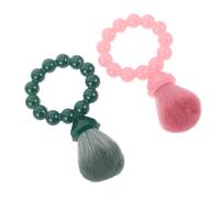 Didiseaon Lot de 2 Pinceaux à Blush Mini Format Voyage, Poils Synthétiques Ultra Doux, Manche Nacré Vert Foncé et Rose, Pinceaux de Maquillage Denses pour Poudre, Blush Crème et Retouches