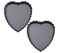 Didiseaon Lot de 2 Plaques de Cuisson en Acier Carbone Noir Forme Cœur, Robuste et Anti-rouille, pour Pâtisserie et Pizza en Boutique Extérieure ou Salon de Thé
