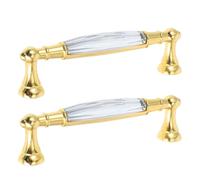 Didiseaon Lot de 2 Poignées de Tiroir en Verre Multicolore Style Moderne Base Métal Doré 96 MM Poignées de Commode Placard Cuisine et Rangement Intérieur