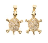 Didiseaon Lot de 2 Porte-Clés Tortue en Laiton 18K Doré Strass Breloques Tortues Marines pour Création de Bijoux Pendentifs pour Colliers et Bracelets Accessoires Amulette Été