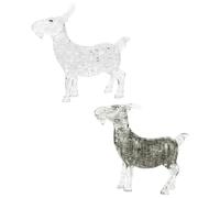 Didiseaon Lot de 2 Puzzles 3D Chèvre en Plastique Transparent et Gris, Petite Statue de Chèvre Décorative pour Bureau et Maison, Figurines Puzzle 3D Artisanales pour Décoration Intérieure,