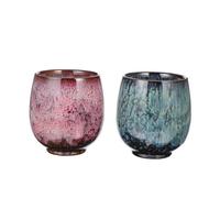 Didiseaon Lot de 2 Tasses à Thé en Céramique Style Rétro 250 Ml Tasse à Thé Décorative Finition Glacée en Vert et Rouge pour Réunions Entre Amis