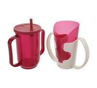 Didiseaon Lot de 2 Tasses de Soins Infirmiers Anti-Fuites pour Personnes Âgées Gobelets à Bec Ergonomiques 250 Ml en Plastique Couleur Rouge Jujube Adaptés pour Dysphagie et Hydratation