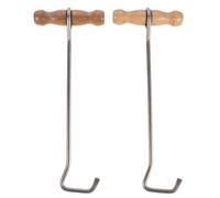 Didiseaon Lot de 2 tire-bottes en acier inoxydable avec poignée pour | Crochet en bois pour enfiler les bottes, convient aux bottes de cowboy, de travail, d'équitation et de style western, 25
