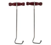 Didiseaon Lot de 2 tire-bottes en acier inoxydable avec poignée pour | Crochet en bois pour enfiler les bottes, convient aux bottes de cowboy, de travail, d'équitation et de style western, 25