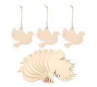 Didiseaon Lot de 20 Ornements Oiseaux en Bois Naturel avec Corde en Jute, Décorations Artisanales Pré-percées pour Fêtes, Mariage et Loisirs Créatifs
