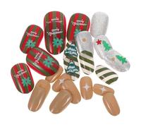 Didiseaon Lot de 24 set de Faux Ongles Amande Moyens à Coller French Manucure Blanche avec Motifs 3D Flocons de Neige et Sapin de Noël Extensions D’Ongles Festives Réutilisables pour