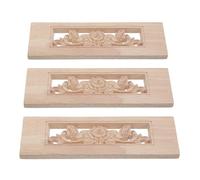 Didiseaon Lot de 3 Appliques en Bois Sculpté pour Meubles Décorations D’Angle en Bois Massif Non Peint Motif Fleur de Rose Dimensions 6X18 CM Décoration Intérieure pour Armoires Cadres