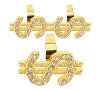 Didiseaon Lot de 3 Bagues Dorées Incrustées de Diamants en Métal, Accessoires de Costume Punk Rappeur, Bagues Décoratives pour Fête Costumée, Bal Masqué et Cosplay