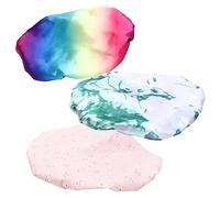 Didiseaon Lot De 3 Bonnets De Bain Imperméables Doublés Satin, Élastiques Grand Format, Modèles Arc-en-ciel, Feuilles Et Rose Clair, Pour Femme, Cheveux Longs, Usage Bain Et Soin Cheveux