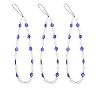 Didiseaon Lot de 3 Dragonnes à Perles pour Téléphone Bleu Œil Protecteur, Bracelet à Breloques Perlées Léger et Résistant, Accessoire Décoratif Polyvalent pour Coque Smartphone, Charme