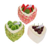 Didiseaon Lot de 3 Modèles de Gâteau Cœur Réalistes Fruits Artificiels, Accessoires de Photographie et Décoration de Fête, Mannequins de Dessert Délicats pour Présentation et Exposition