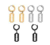 Didiseaon Lot de 3 Paires de Boucles D'oreilles Punk en Acier Inoxydable Titane, Clips D'oreilles pour Couple, Style Urbain, Couleur Acier, Noir et Or, Bijoux Légers et Anti-allergiques