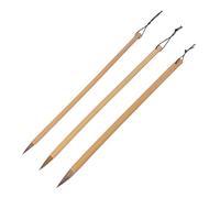 Didiseaon Lot de 3 Pinceaux de Calligraphie Chinoise en Poils de Loup Mouton Manches en Bambou Naturel Tailles Petit Moyen et Grand pour Peinture à L’Encre Aquarelle et Dessin