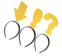 Didiseaon Lot de 3 Serrage-Têtes Drôles Jaune Flèche Point d'Exclamation et Point d'Interrogation Accessoires Légers pour Fête Déguisement et Photos Amusantes Bandeaux pour Adultes et