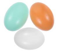 Didiseaon Lot de 3 Œufs en Bois Artisanaux Imitation Poule, Surface Lisse pour Peinture DIY, Décoration Festive de Pâques Colorée, Jouets Simulant Œufs Naturels pour Activités Créatives