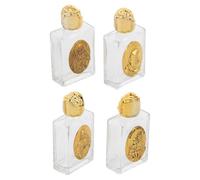 Didiseaon Lot de 4 Bénitiers en Verre Gaufré 15 ML Alliage Doré Mini Bouteilles Décoratives pour Eau Bénite pour Mariage Baptême et Voyages Religieux