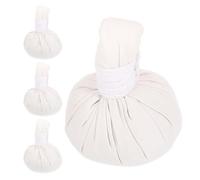 Didiseaon Lot de 4 Boules de Massage Thaïlandaises en Coton Blanc Paquet à Herbes Chinoises Aromatiques Compresses Chaudes Portables pour Relaxation Musculaire et Thérapie Spa à Domicile