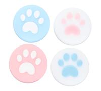 Didiseaon Lot de 4 Capuchons Silicone pour Joystick Switch Motif Patte de Chat, Protection Anti-Usure, Revêtement Doux Bleu et Rose, Accessoires de Jeu Compatibles Manette, Grip Confortable