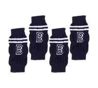Didiseaon Lot de 4 Chaussettes Antidérapantes pour Chien Petite Taille XL, Protège-Pattes en Tissu Résistant Bleu Foncé Motifs Lettres, Adaptées pour Promenades Hivernales et Usage