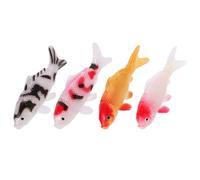 Didiseaon Lot de 4 Mini Poissons Koi Artificiels Rouges et Argentés, Décorations D’Aquarium Réalistes, Figurines Marines Compactes pour Ornement de Jardin Féerique, Accessoires Décoratifs