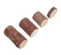 Didiseaon Lot de 4 Mini-souches en Bois Naturel pour Cage de Hamster, Décoration Rustique 4 Diamètres et Épaisseurs Variées, Accessoire Enrichissant pour Habitat Sain et Fonctionnel