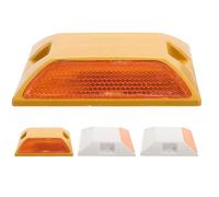 Didiseaon Lot de 4 Plots Réfléchissants pour Chaussée en Plastique, Double Marquage Jaune et Blanc, Balises Routières Solide pour Allées, Parkings et Sécurité Nocturne sur Routes