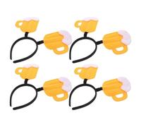 Didiseaon Lot de 4 Serrage-Têtes Chope de Bière Jaunes Pompons Extensibles Accessoire Unisexe pour Fête Oktoberfest Bandeau Original pour Soirées à Thème Bière et Festivals