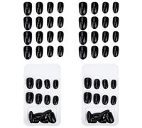 Didiseaon Lot de 4 sets de Faux Ongles Noirs à Coller Couverture Complète Taille Moyenne Finition Mate pour Femmes et Filles Nail Art Mariage Soirée et Usage Quotidien