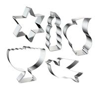 Didiseaon Lot de 5 Emporte-Pièces à Biscuits en Acier Inoxydable Moule de Hanoukka Formes Traditionnelles Réutilisables pour Pâtisserie et Bricolage