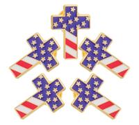 Didiseaon Lot de 5 Épinglettes à Drapeau Américain en Alliage Léger, Broches de Croix Patriotique pour Fêtes Nationales, Insignes pour Chapeaux et Vestes, Accessoires 4 Juillet et Jour