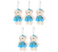 Didiseaon Lot de 5 Mini Ours en Peluche Bleus 11 CM avec Chaîne Décorations Porte-Clés Multifonctionnelles pour Bouquet de Mariage Accessoires Suspendus Doux et Compacts pour Paquet à Dos