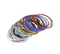 Didiseaon Lot de 50 Bracelets Colorés en Acier Bijoux de Poignet Élastiques Accessoires de Mode pour Hommes et Femmes Couleurs Aléatoires Design Simple et Solide