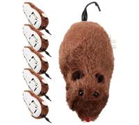 Didiseaon Lot de 6 Jouets à Remonter pour Chat en Peluche Souris Mécanique Couleur Aléatoire Stimulation de L'Activité Féline Interactif Anti-Ennui pour Animaux Couleur