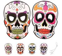 Didiseaon Lot de 6 Masques en Papier Jour des Morts Masque de Cosplay Mexicain Coloré Accessoire Fête Carnaval Halloween et Confortable pour Adultes et Garçon et Filles Décoration Originale