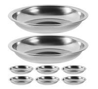 Didiseaon Lot de 8 Plats Ronds en Acier Inoxydable Argenté, Faciles à Nettoyer et Extra Robustes, pour Sauces et Apéritifs Lors de Fêtes Cafétéria