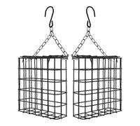 Didiseaon Mangeoire à Oiseaux Suspendue D'extérieur en Fil de Fer Noir, Lot de 2, Conception Carrée Stable et Gain de Place pour Branches D'arbres et Photographie