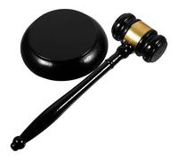 Didiseaon Marteau de Juge en Bois Naturel Socle Noir Maillet de Cour pour Ventes aux Enchères et Réunions Marteau du Juge Solide et Facile à Manipuler Outil de Jeu D’Éveil Éducatif