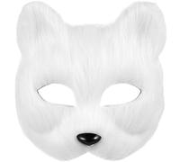 Didiseaon Masque de Renard Blanc Demi-visage en Lint, Célébration Halloween | Accessoire de Mascarade, Trous Oculaires Personnalisables, Confortable et Sûr, pour Cosplay, Scène, Carnaval
