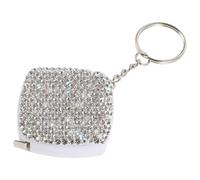 Didiseaon Mètre Ruban Rétractable Argenté avec Porte-clés, Design Carré Bling en Strass, Double Échelle, Outil de Mesure Portable pour Couture et Voyages