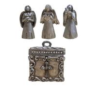 Didiseaon Mini Boîte à Prières en Étain avec Breloques Trois Anges Coffret Spirituel Compact pour Contemplation et Prière Décoration Chrétienne Portable et Présent Religieux