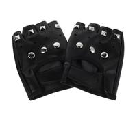 Didiseaon Mitaines Punk sans Doigts pour Hommes en Cuir PU Noir avec Rivets Métalliques, Moufles Moto Antidérapants et Résistants, pour Cyclisme, Escalade et Sports Motorisés